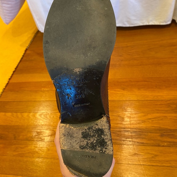 Prada Flat Double-Buckle Moto Boot in Dark Brown - Picture 6 of 8